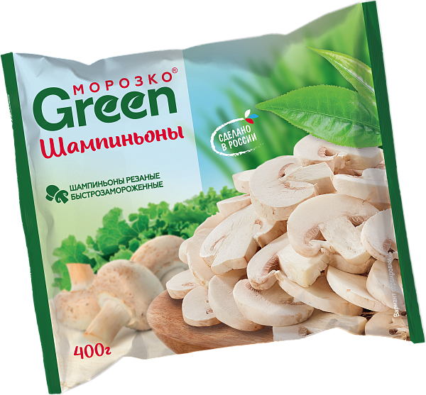 Шампиньоны МОРОЗКО Green резаные замороженные 400гр